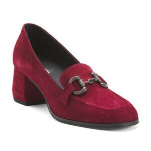ANTICA CUOIERIA Made In Italy Suede Heel Loafers With Bit Detail